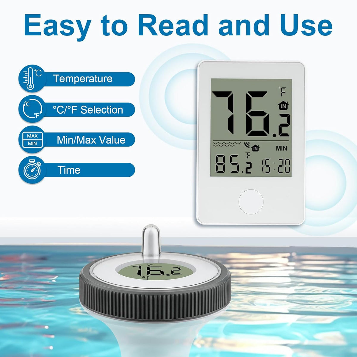 🏊Pool Thermometer🌡️(Fahrenheit Celsius switchable)